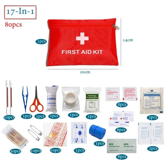 40/50/80pcs Portable Mini Full Kits Outdoor Waterproof First Aid Kit For Emergency Medical Treatment Car Travel Hiking Camping