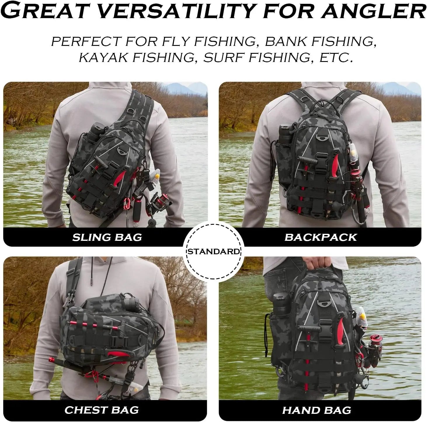 Fishing Backpack Tackle Sling Bag