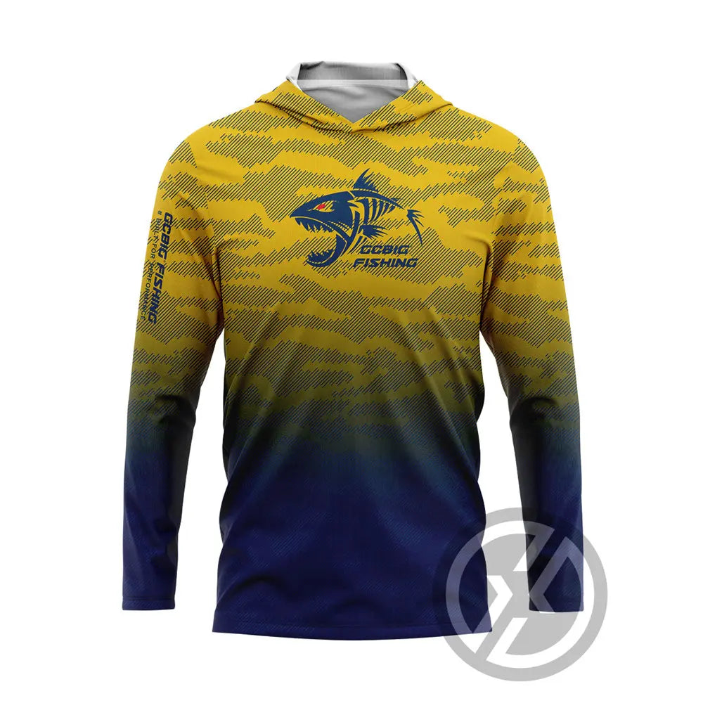 Fishing Hoodie T-shirts Men Long Sleeve Anti-Uv Sun Protection Hoodies Face Mask Apparel Hunting Jungle Camouflage Sea Fishing