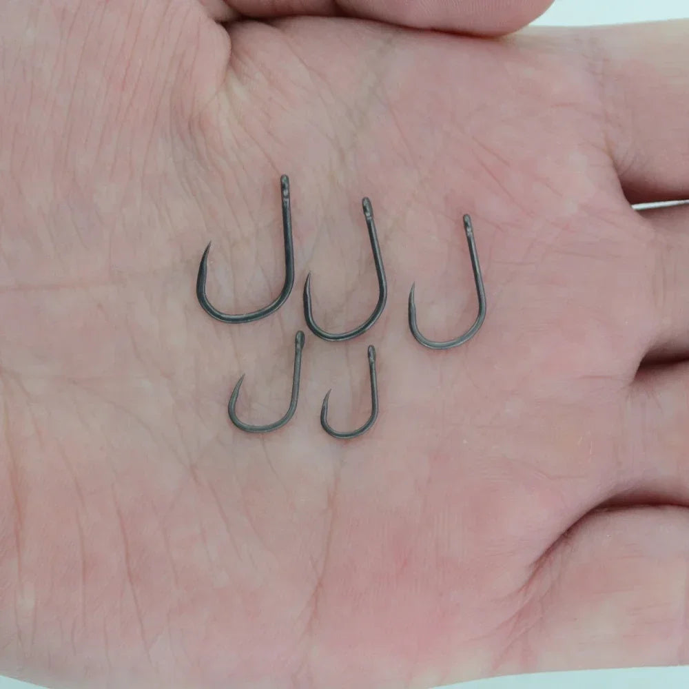 Hirisi 50pcs Barbless Fishing Hooks PTFE Coated High Carbon Steel Hook 8002 Freshwater Fishing Supplies