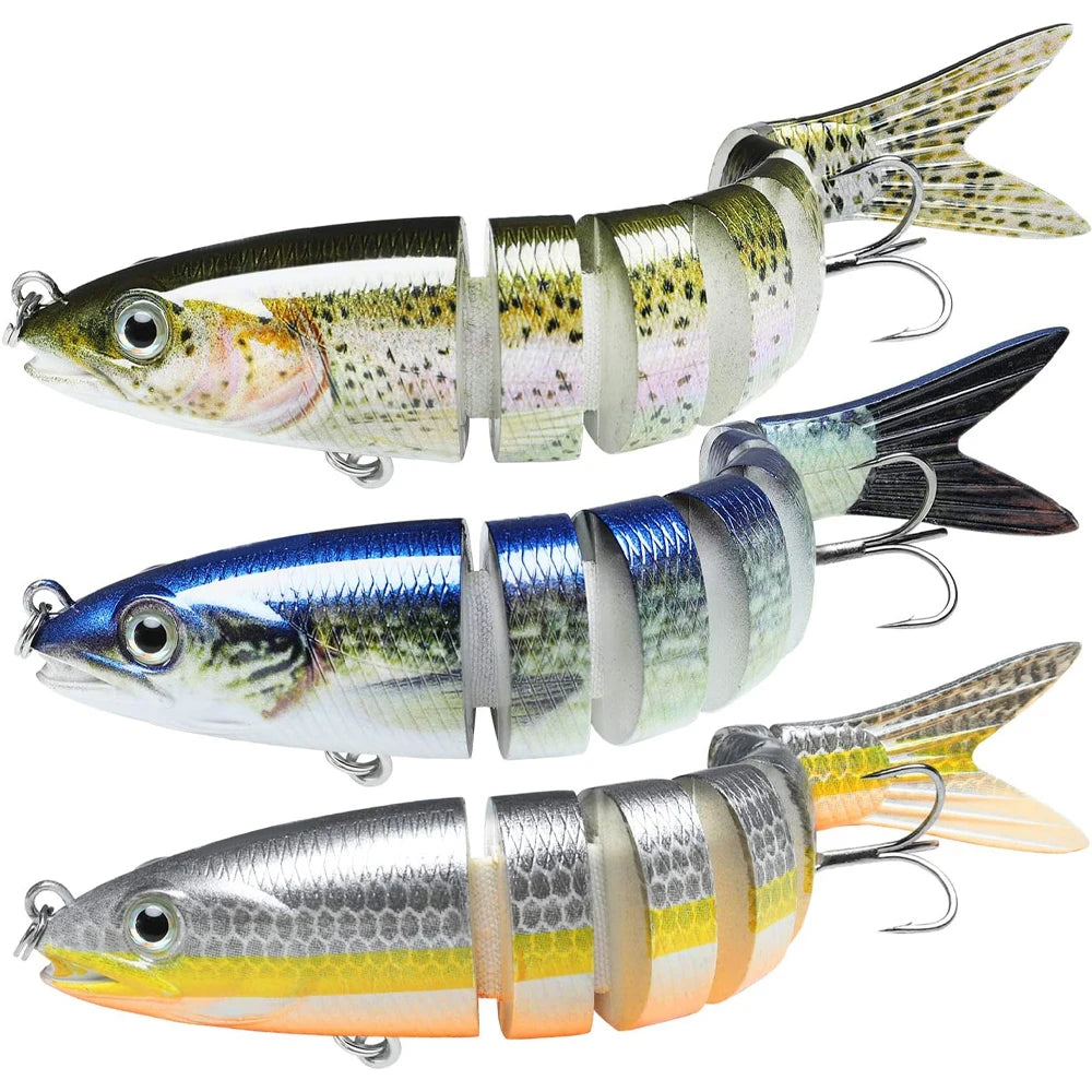 3PCS/Lot Swimbait 27g Multi Joint Bait Slow Sinking Bionic Fish Swimming Rattle Pesca Bass Treble Hook Fishing Tackle Hard Lure