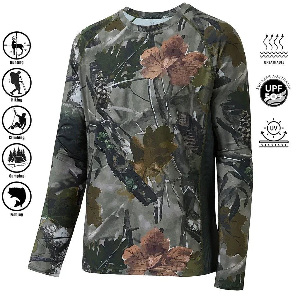 Men's Camouflage Long-sleeved Fishing Shirts Casual Sportswear T-shirts Streetwear Camping Outings Company Team-building