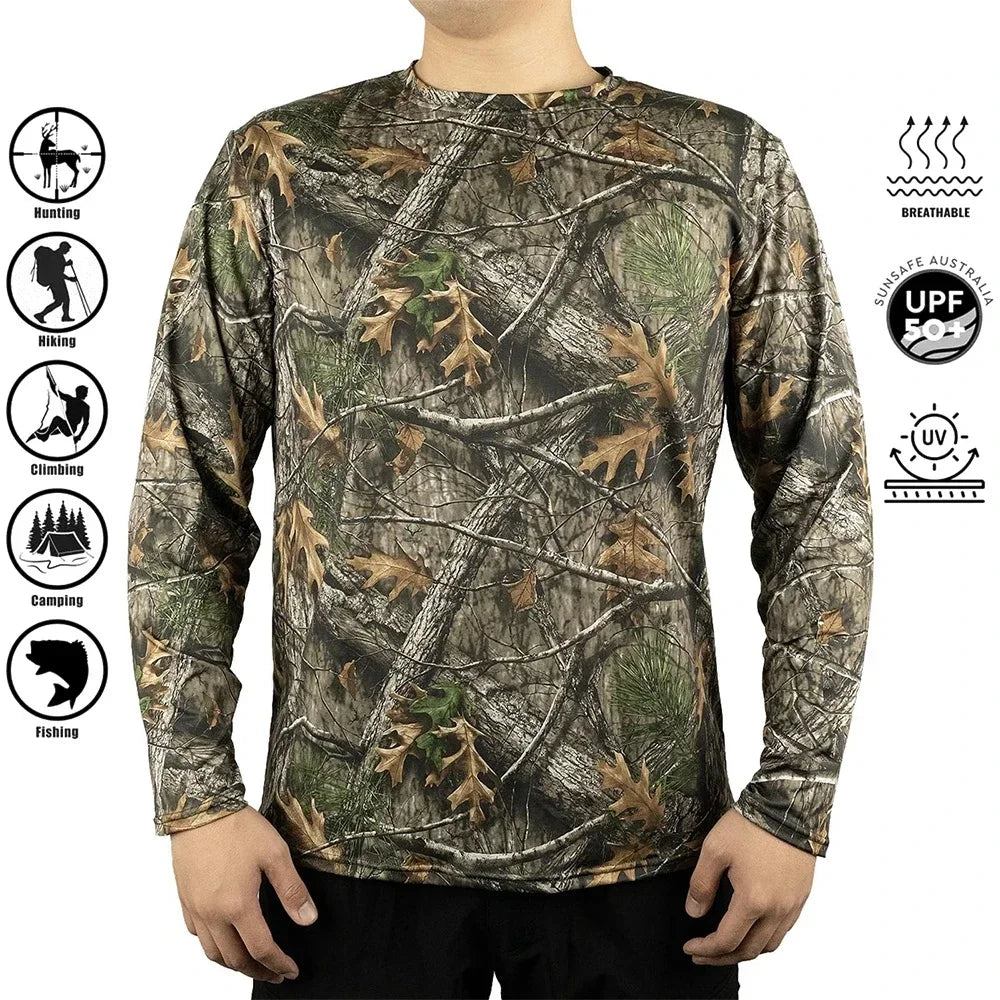 Men's Camouflage Long-sleeved Fishing Shirts Casual Sportswear T-shirts Streetwear Camping Outings Company Team-building