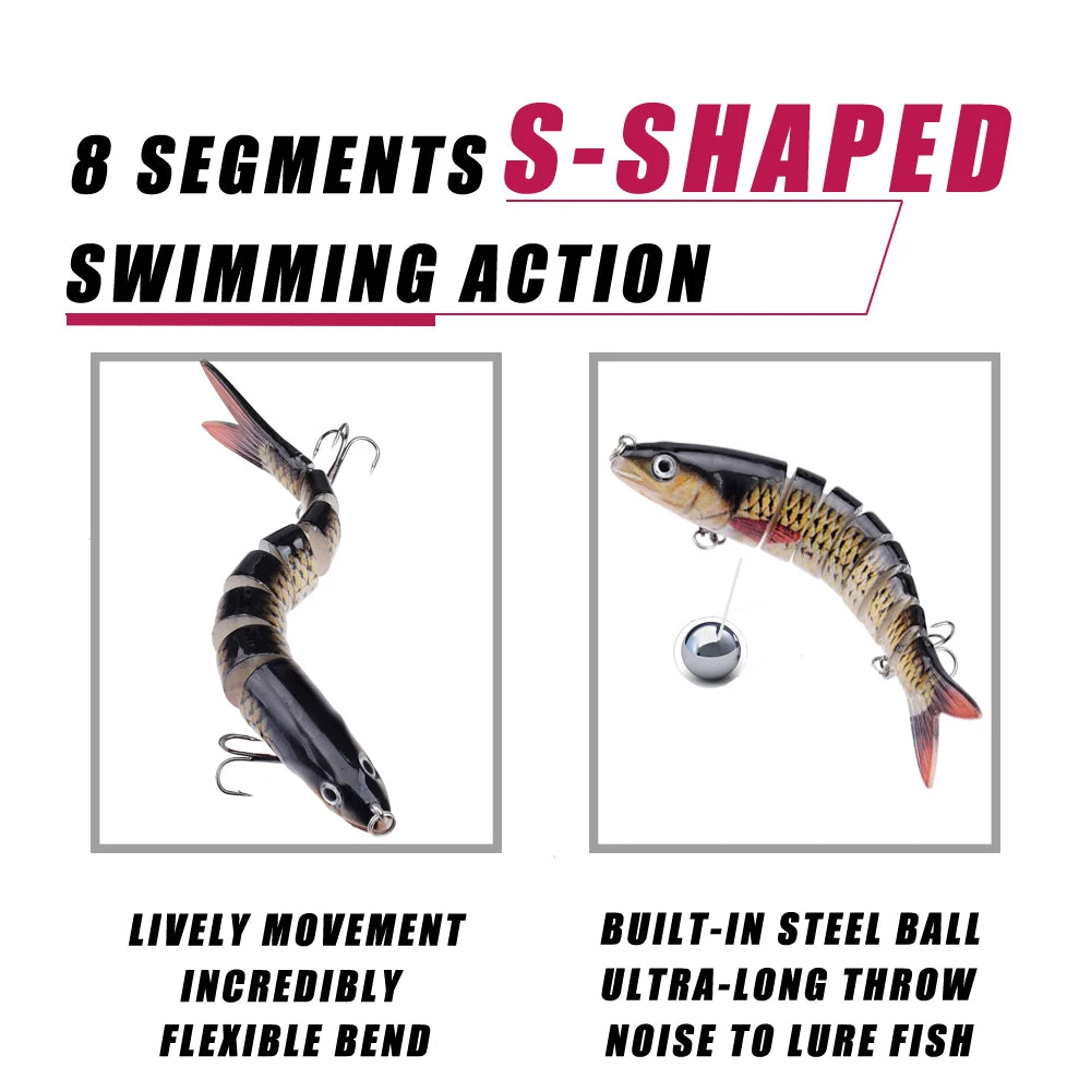 3pcs 8 Segment Fishing Lure Multi Jointed Swimbait Artificial Bait Slow Sinking Bionic Fishing Bait Cool Fishing Gear