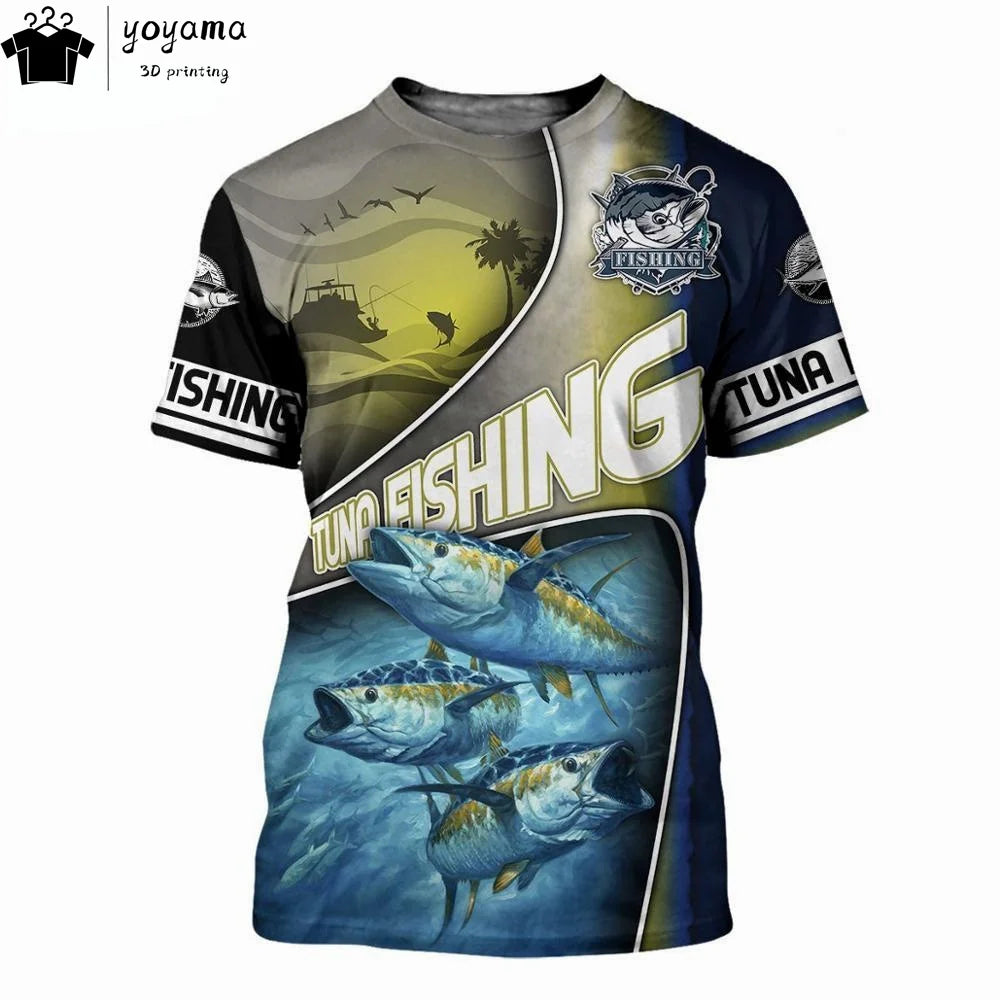 Fishing Pattern Print Clothes 3D Print Men's Summer Clothes Funny T shirts Short Sleeve Tee Fishing Graphic T shirts O-Neck Tops