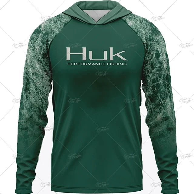 HUK Fishing Long Sleeve Hooded T-shirt Tops