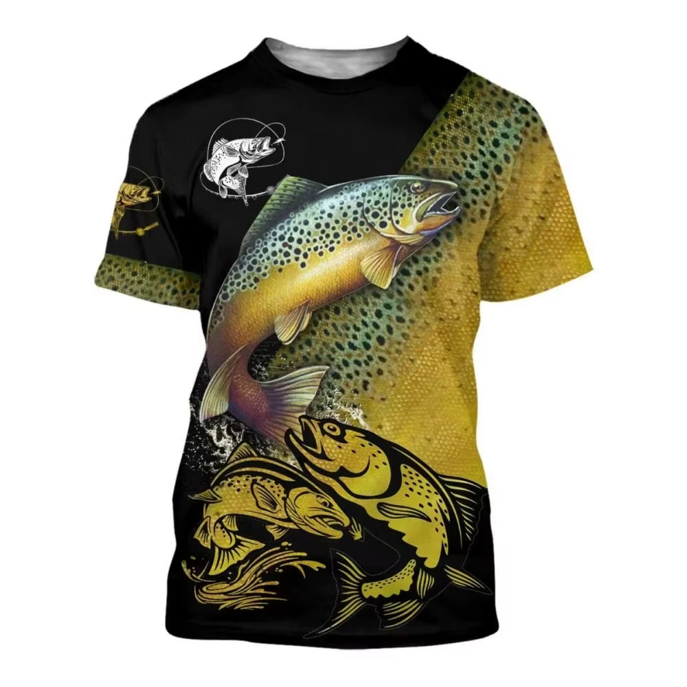 Fashion Carp Fishing Shirt Outdoor Fishing T-Shirts Summer Casual T Shirts Man Oversized T-Shirt Short Sleeve Tee Tops Clothing