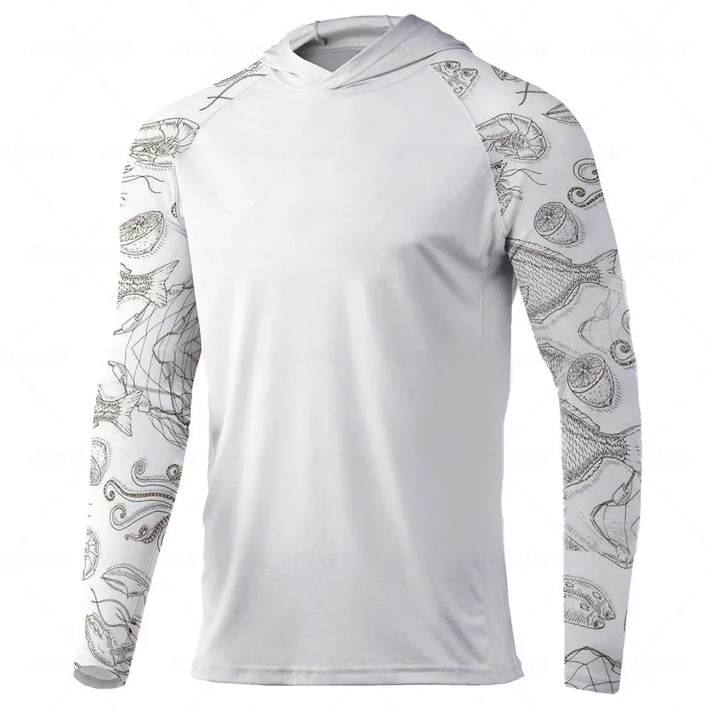 Men Hood Fishing Shirt Lone Sleeved