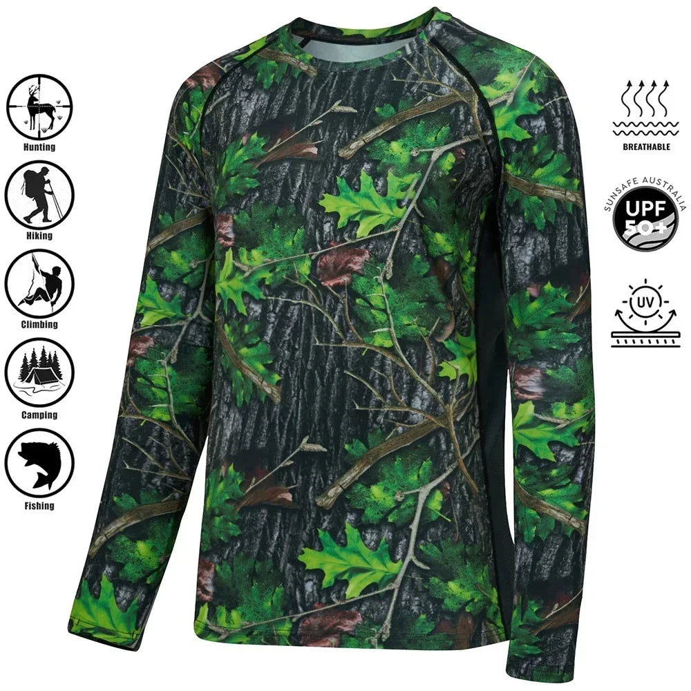 Men's Camouflage Long-sleeved Fishing Shirts Casual Sportswear T-shirts Streetwear Camping Outings Company Team-building