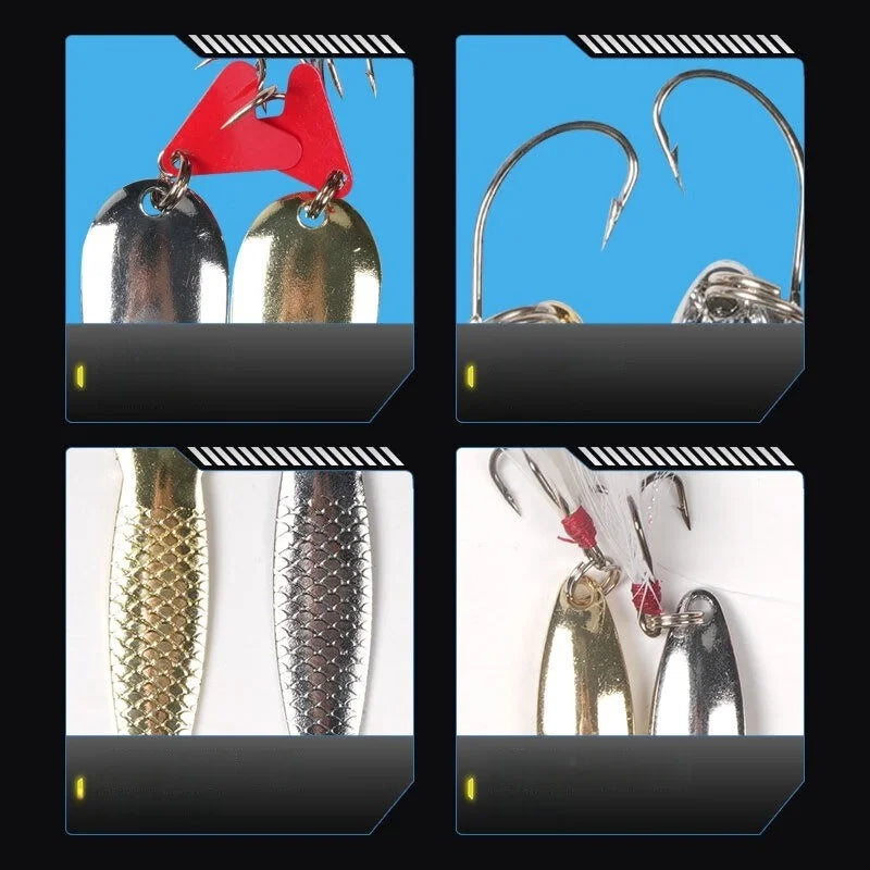 Fishing Lure Kit 16 pcs sets Trolling Jigging Spoon
