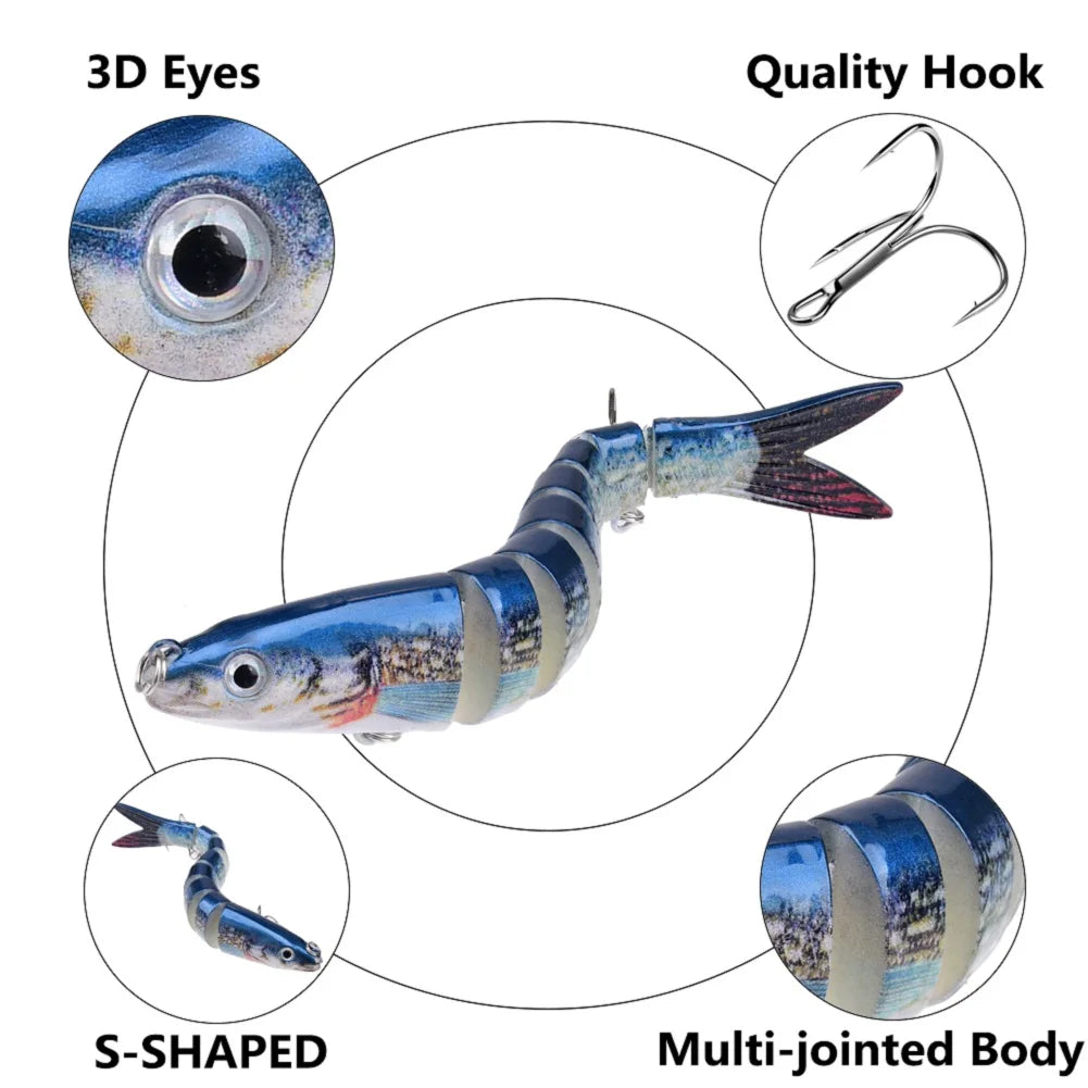 3pcs 8 Segment Fishing Lure Multi Jointed Swimbait Artificial Bait Slow Sinking Bionic Fishing Bait Cool Fishing Gear