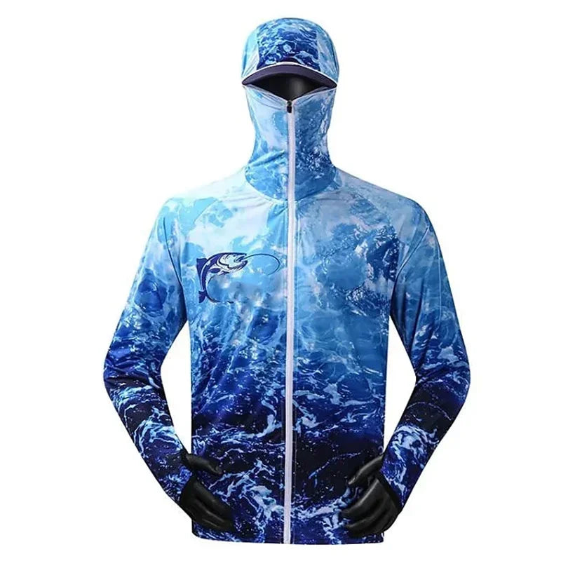 Men's Anti-UV Fishing Shirts Comfortable Ventilation Printed Sublimation Hoodie Jerseys Zipper Clothing for Outdoor Activities