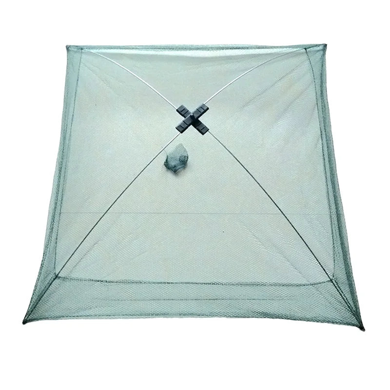 Fishing Net Foldable Folding Mesh Nylon Fishing Net Baits Trap Cast Dip Crab Shrimp Net