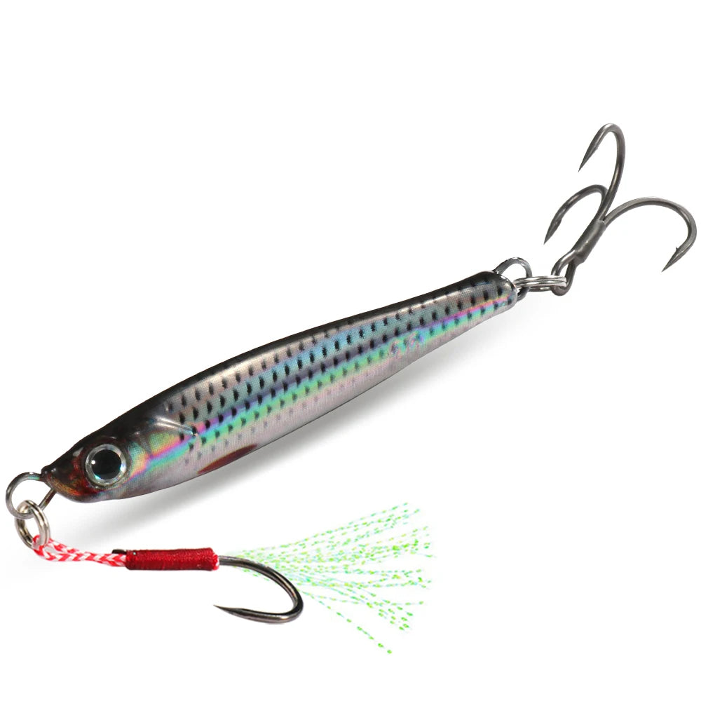 Metal Jig Lure Kit 7g 10g 20g 30g 40g Spoon Sinking Pencil VIB Fishing Tackle Teflon Hook Pesca Gear Swimbait 1-2Pcs Baits