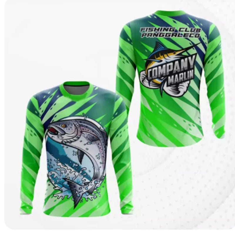 2025 Fishing Shirt Men Summer Print CasuaShirts Anti-UV Fishing Shirts Outdoor FishincClothing Sunscreen Long Sleeve Fish