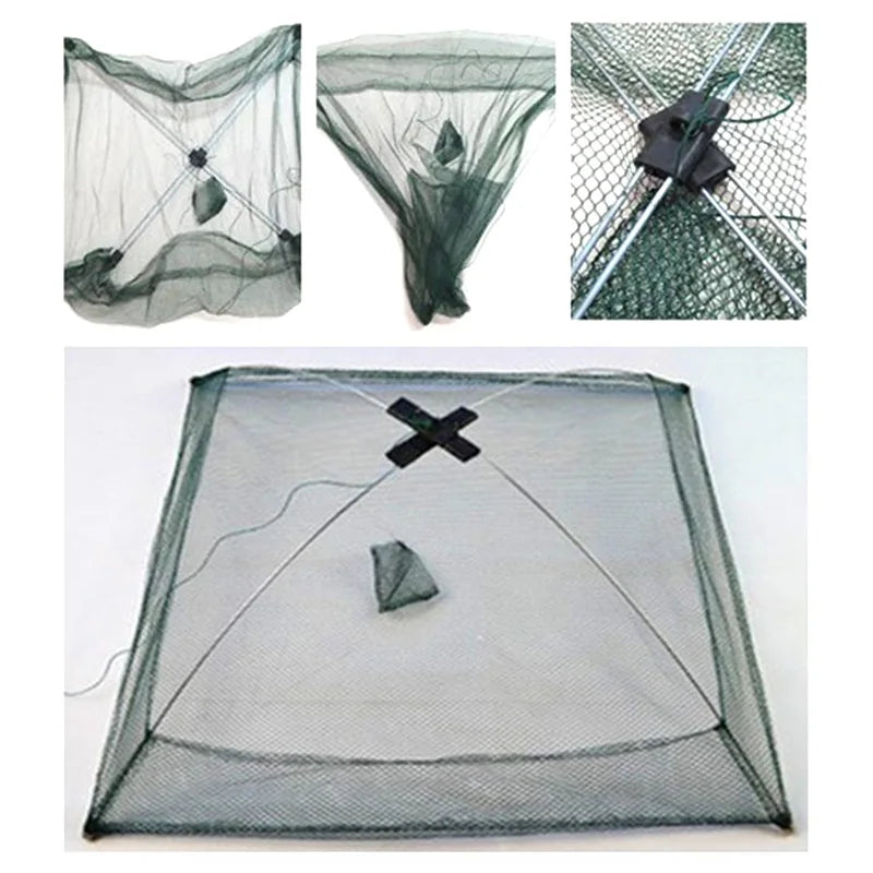 Fishing Net Foldable Folding Mesh Nylon Fishing Net Baits Trap Cast Dip Crab Shrimp Net
