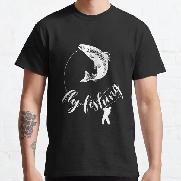 Men's Fly Fishing Trout Graphic T-Shirt — Short Sleeve Cotton