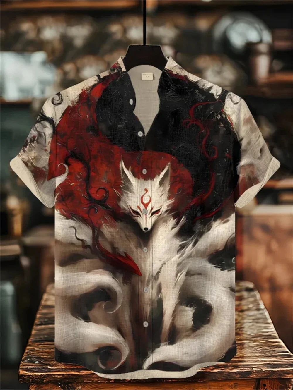 Men's Stand-Up Collar Fishing Shirt — Abstract Fish Print, Breathable