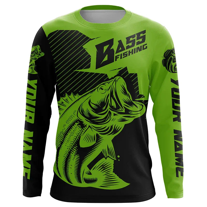 Bass Fishing Shirts Tops Camping Outdoor Sports Long Sleeve T Professional Fishing Competition Graphic T Shirts Men's Gifts