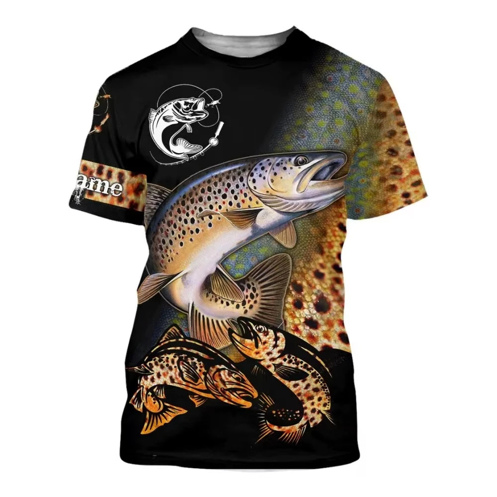 Fashion Carp Fishing Shirt Outdoor Fishing T-Shirts Summer Casual T Shirts Man Oversized T-Shirt Short Sleeve Tee Tops Clothing