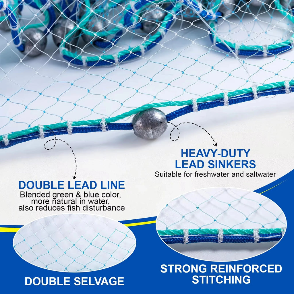 Goture 3ft-12ft American Fishing Cast Net