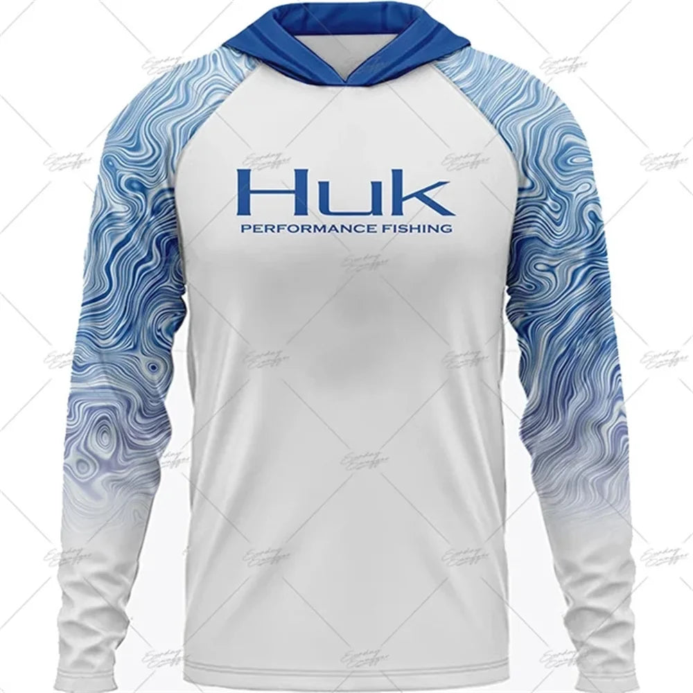 HUK Fishing Long Sleeve Hooded T-shirt Tops