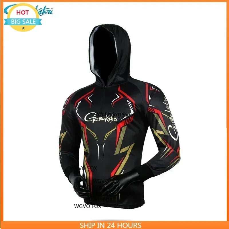 Men's Hooded Fishing Shirt — Anti-UV Long Sleeve, Quick-Dry