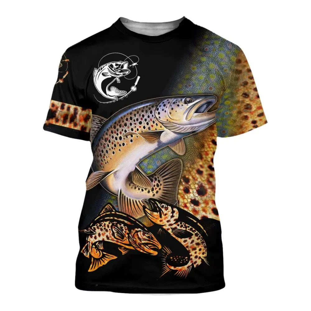 Fishing Vintage T-Shirts 3D Print Fashion Men Women Casual O-Neck T Shirt Short Sleeve Harajuku Outdoor Tees Tops Man Clothing