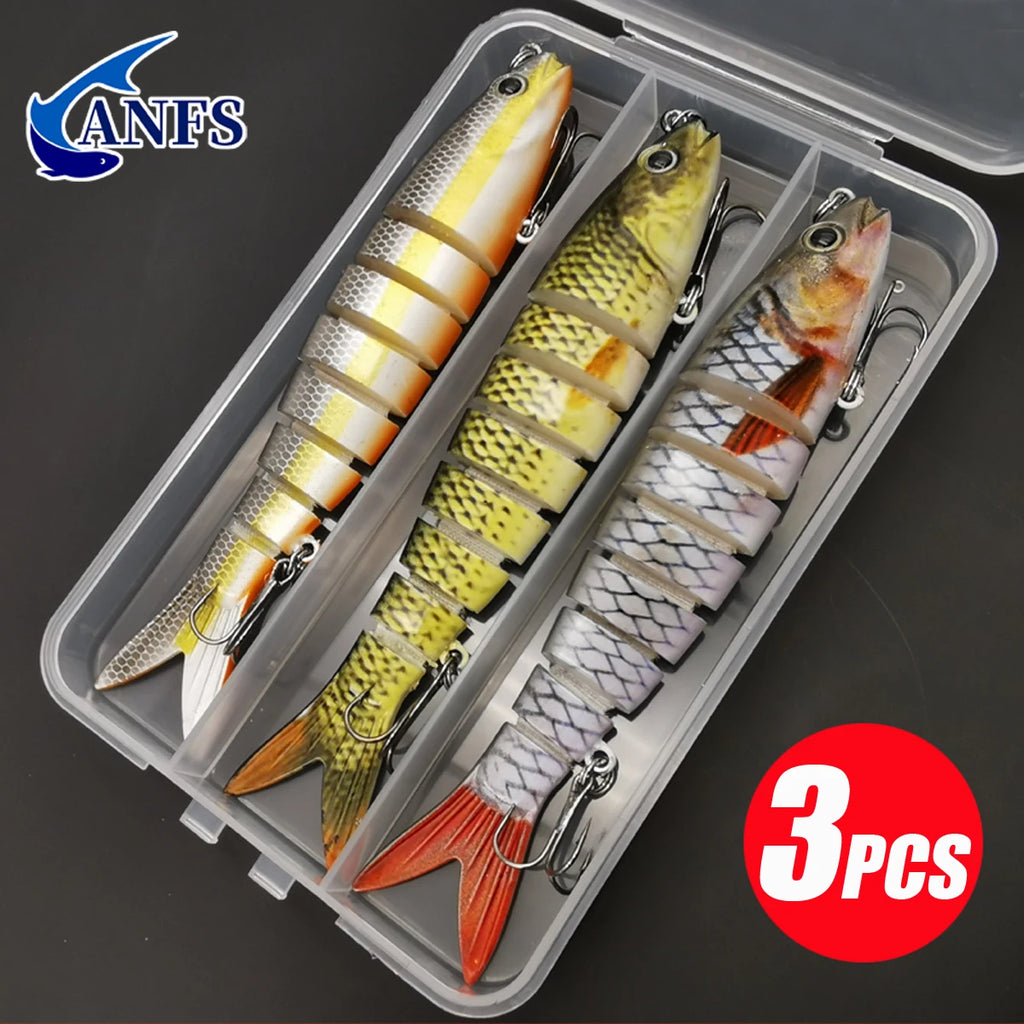 3pcs 8 Segment Fishing Lure Multi Jointed  Swimbait Artificial Bait Slow Sinking Bionic Fishing Bait Cool Fishing Gear