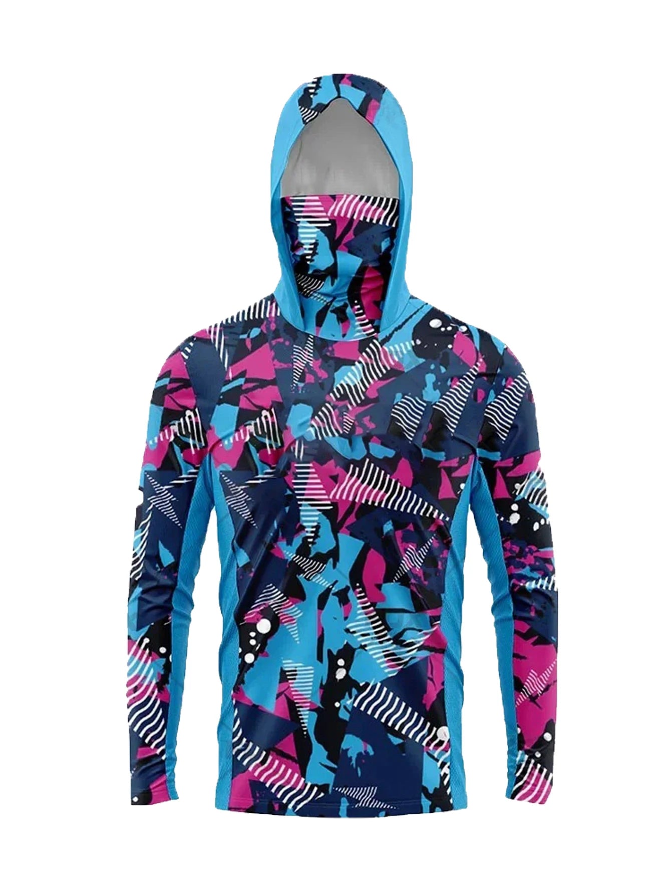 Fishing Shirts for Men Long Sleeve Beach Tops Outdoor UV Clothing Hooded Coat Breathable Fish Hoodies with Mask