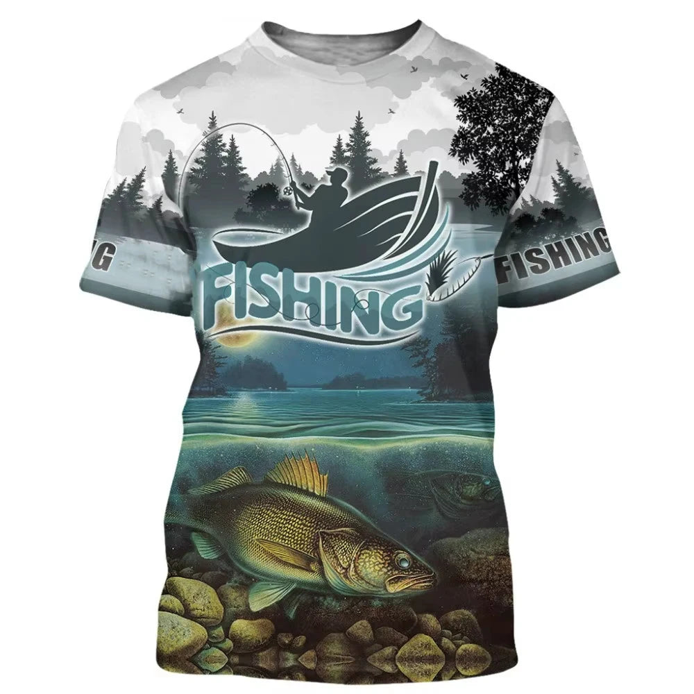 Fishing Vintage T-Shirts 3D Print Fashion Men Women Casual O-Neck T Shirt Short Sleeve Harajuku Outdoor Tees Tops Man Clothing