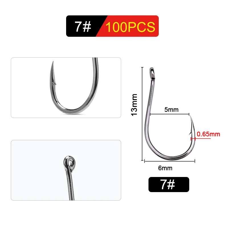FTK CHINU Fishhook 1/0#-5/0#50PCS 1#-7#100PCS