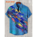 Men's Fish Pattern Hawaiian Shirt — 3D Marine Life Print