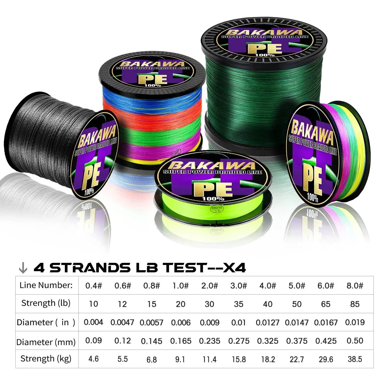 BAKAWA  4 Strands Braided Fishing Lines