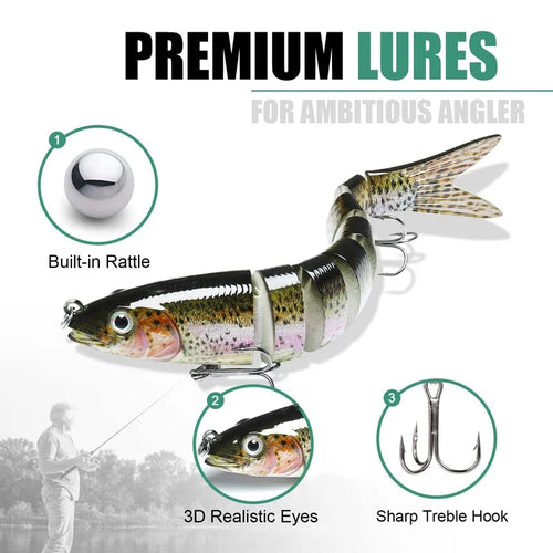 3pcs 8 Segment Fishing Lure Multi Jointed Swimbait Artificial Bait Slow Sinking Bionic Fishing Bait Cool Fishing Gear
