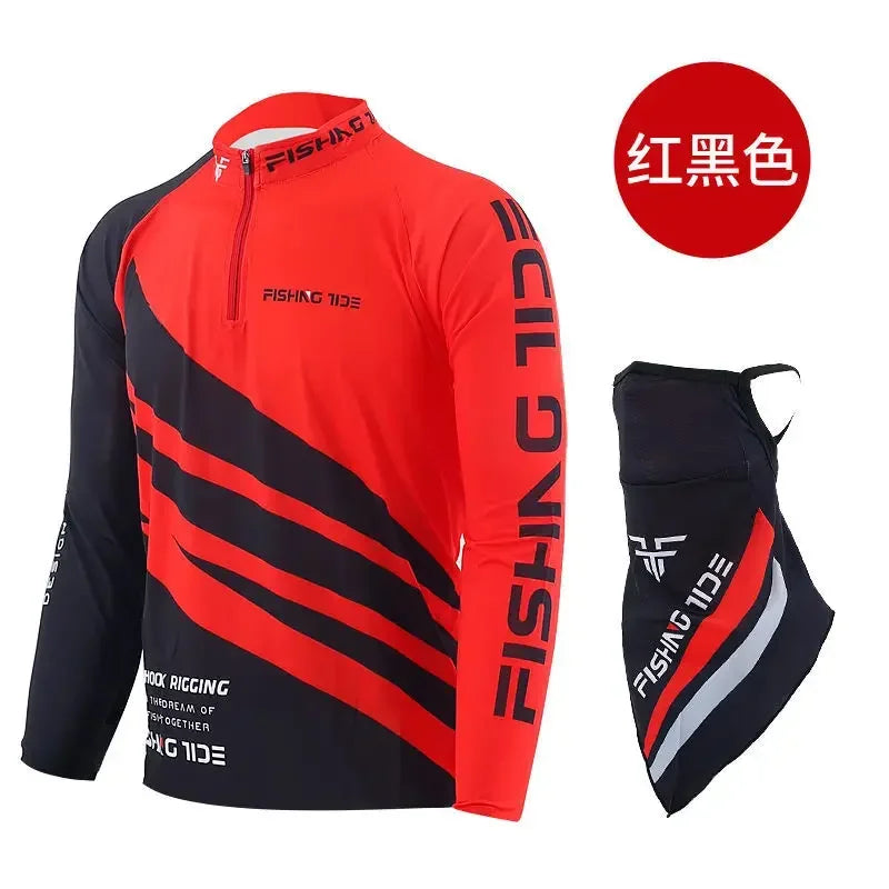 Quick Drying Breathable Long Sleeve Fishing Suit, Sun Protection, Shirt and Pants, Scarf, Outdoor, New, 3Pcs Set