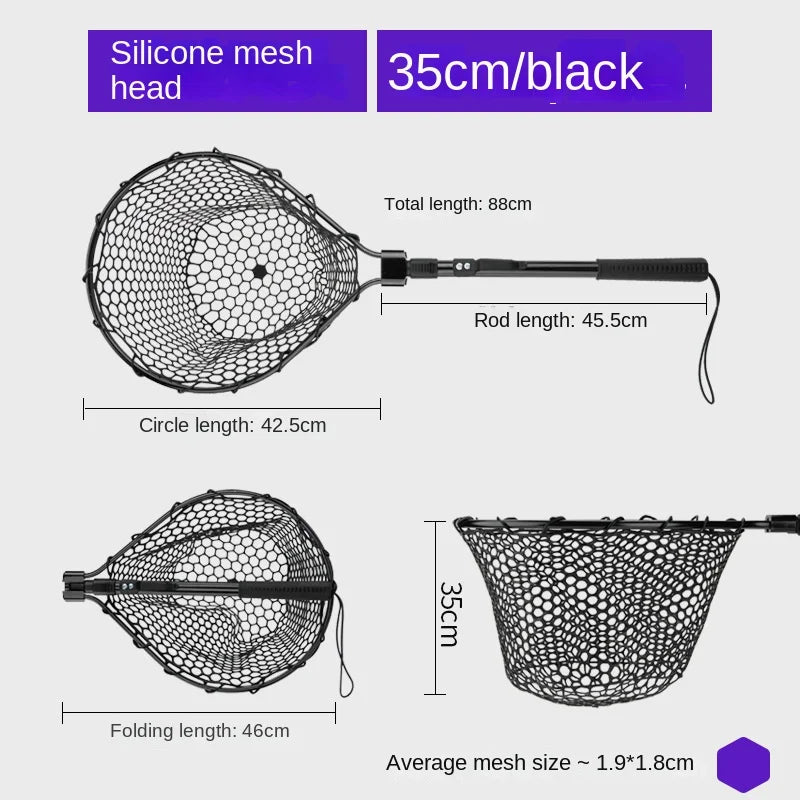 Fishing Nets Folding Laning Net Cheap Price Rubber/Silicone Mesh Catch 14kg Fish Lure Fishing Tool Anglers Accessory