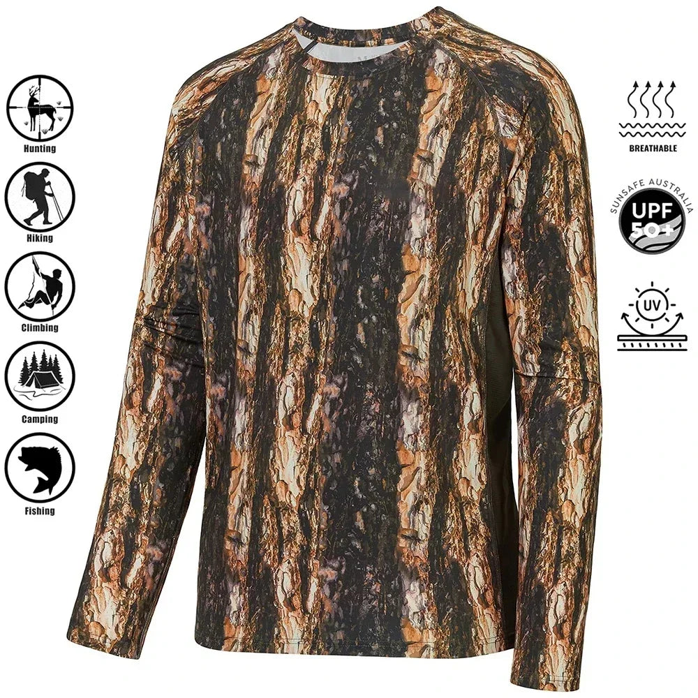 Men's Camouflage Long-sleeved Fishing Shirts Casual Sportswear T-shirts Streetwear Camping Outings Company Team-building