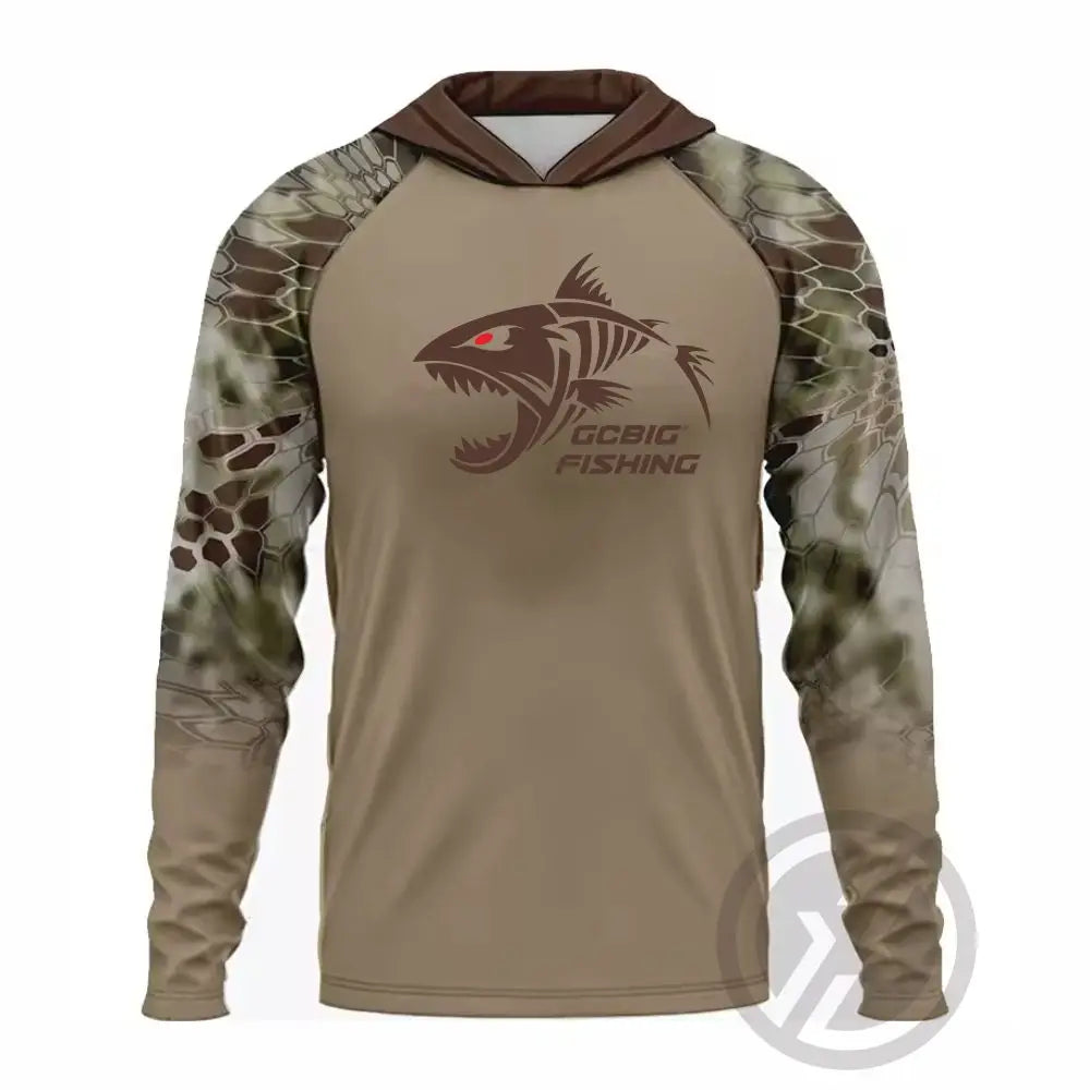 Fishing Hoodie T-shirts Men Long Sleeve Anti-Uv Sun Protection Hoodies Face Mask Apparel Hunting Jungle Camouflage Sea Fishing