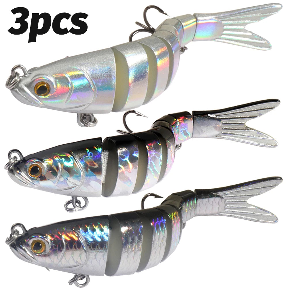 3PCS/Lot Swimbait 27g Multi Joint Bait Slow Sinking Bionic Fish Swimming Rattle Pesca Bass Treble Hook Fishing Tackle Hard Lure
