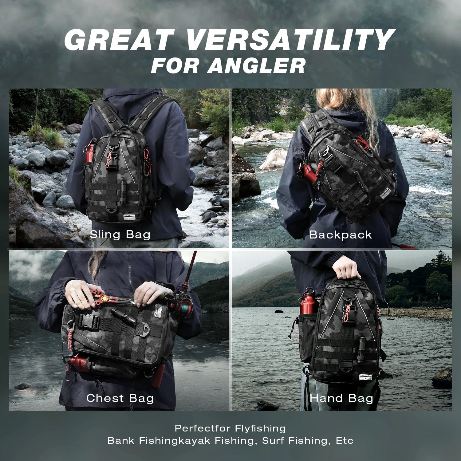 Fishing Backpack Tackle Sling Bag