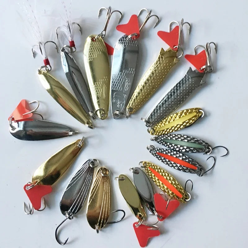 Fishing Lure Kit 16 pcs sets Trolling Jigging Spoon