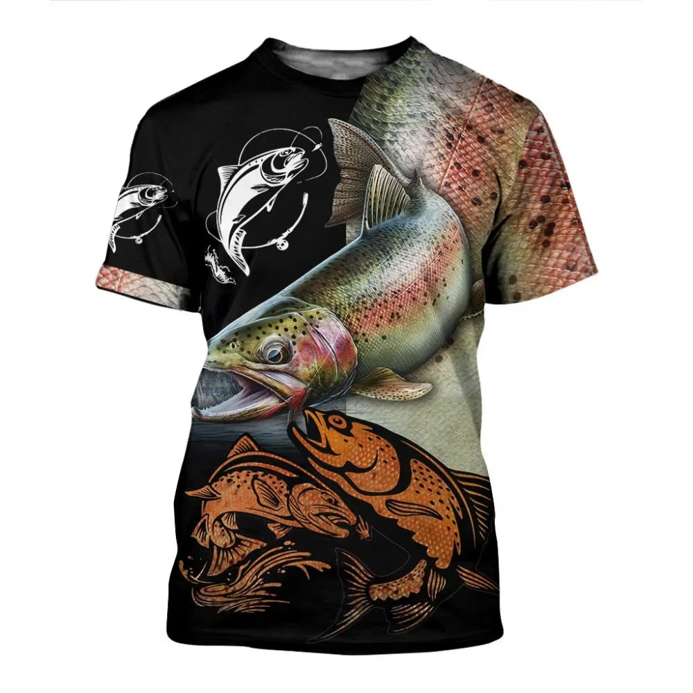 Fishing Vintage T-Shirts 3D Print Fashion Men Women Casual O-Neck T Shirt Short Sleeve Harajuku Outdoor Tees Tops Man Clothing