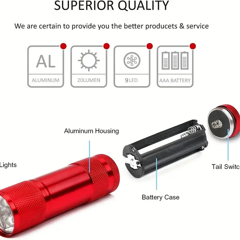 9 LED White Light Lighting Flashlight