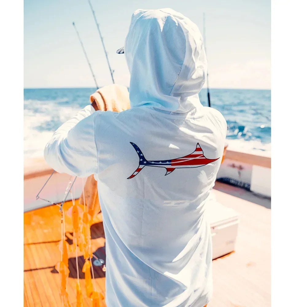 Bill Fish Gear Mens Long Sleeve Fishing Hoodie In Camo Shirts Fishing Performance Apparel Camisa De Pesca Fishing Sun Jerseys