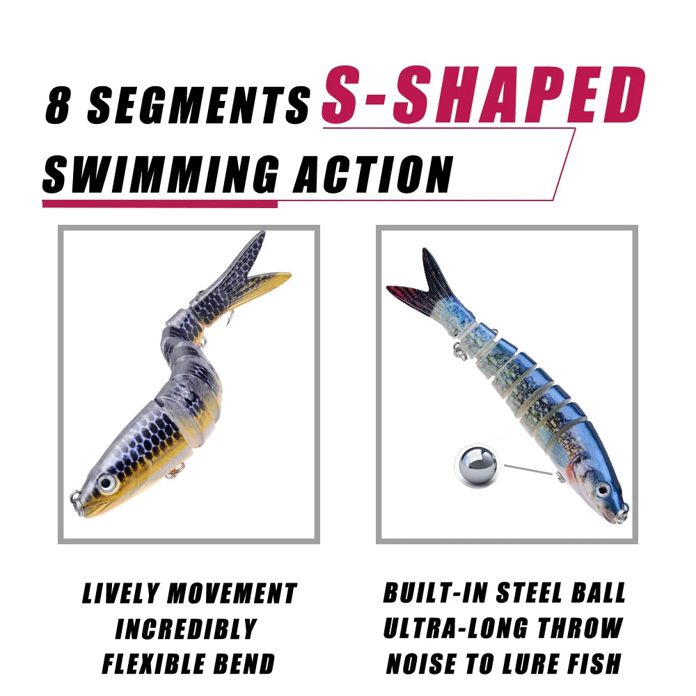 3pcs 8 Segment Fishing Lure Multi Jointed Swimbait Artificial Bait Slow Sinking Bionic Fishing Bait Cool Fishing Gear