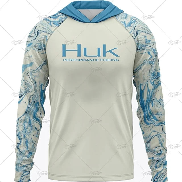 HUK Fishing Long Sleeve Hooded T-shirt Tops