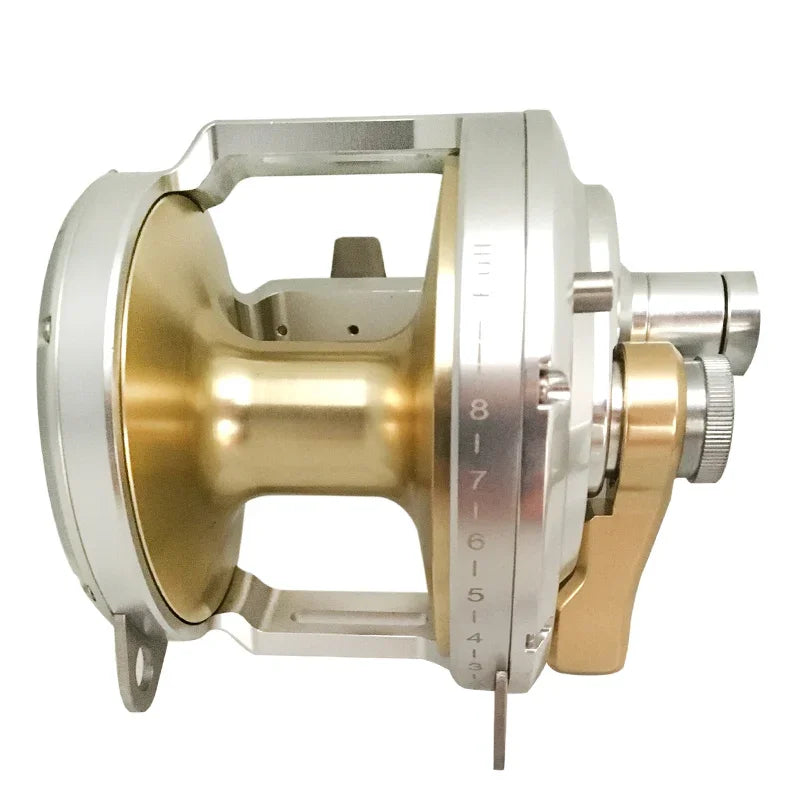 Heavy Duty Saltwater Fishing Trolling Reel Deep Sea 2 Speed Conventional Reel Metal 50W Boat Big Game Reels