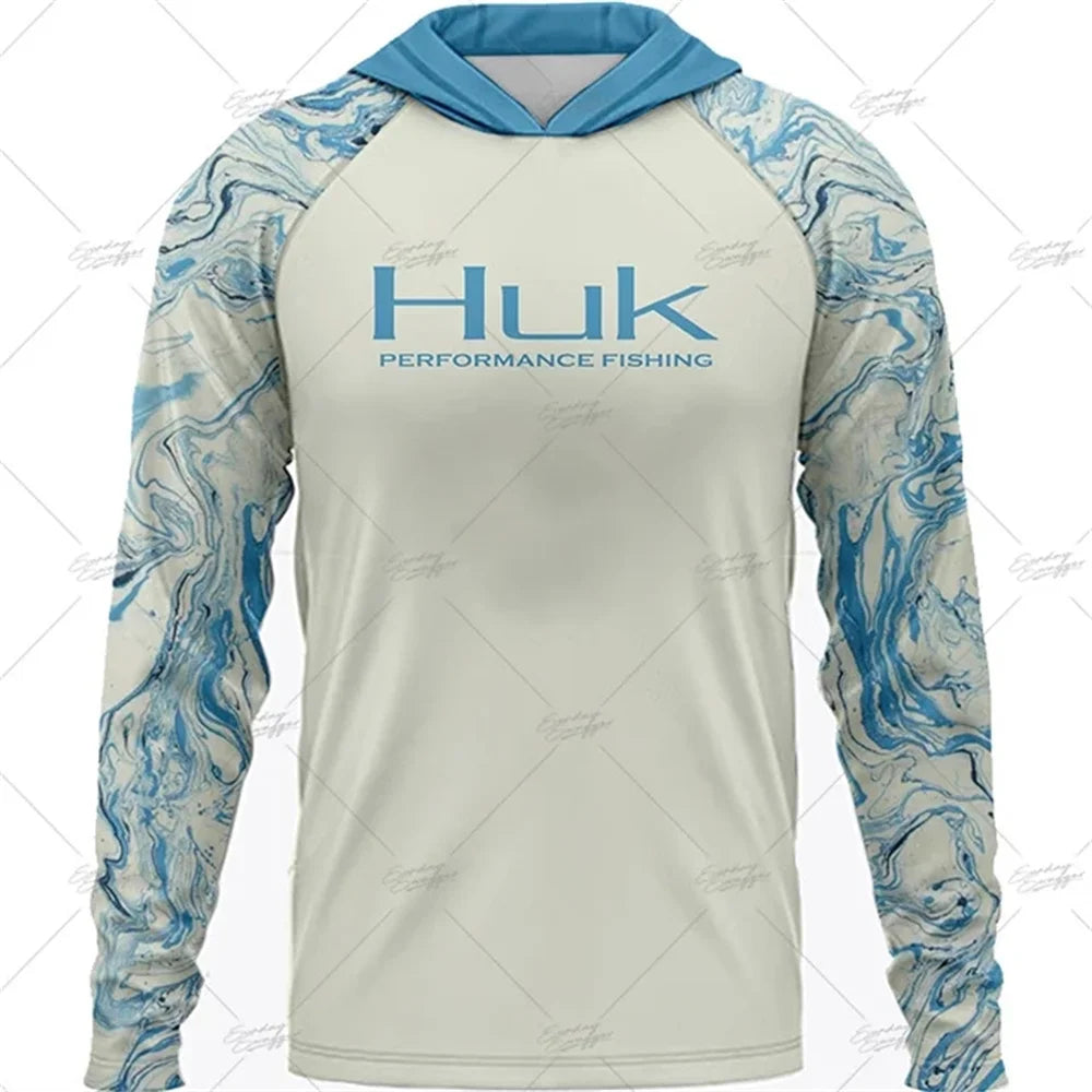 HUK Fishing Long Sleeve Hooded T-shirt Tops