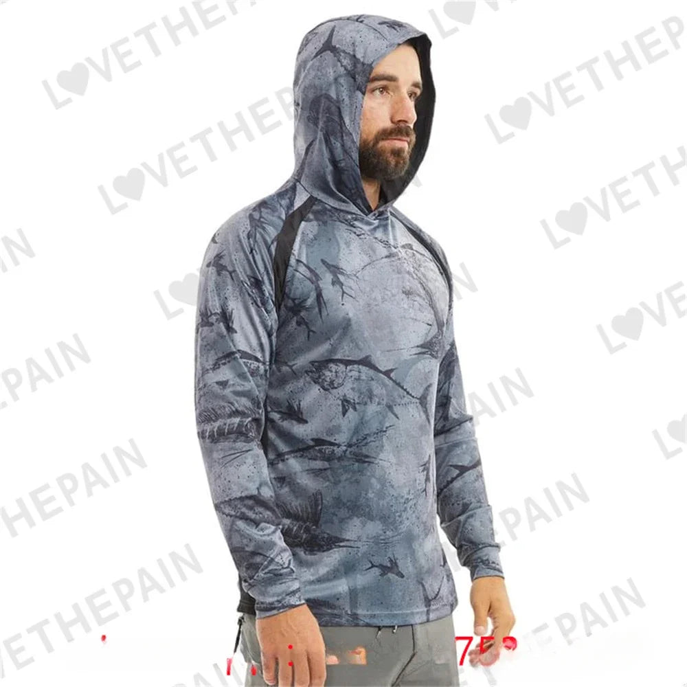 Men's Hooded Angling Shirt — Long Sleeve, Breathable Sun Protection